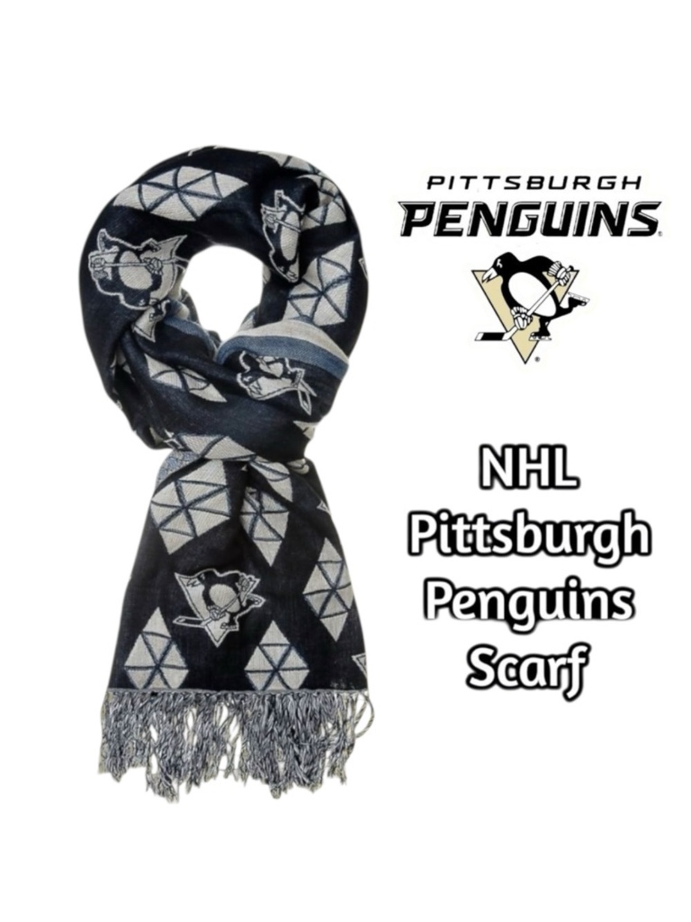NHL Pittsburgh Penguins Scarf, Black/Gold, One Size NWT